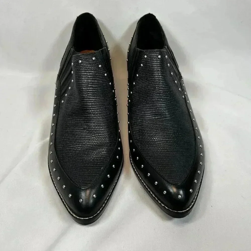 Crown Vintage Kavita Size 6.5M Boot Ankle Black Stud Embellished Western - Picture 2 of 8